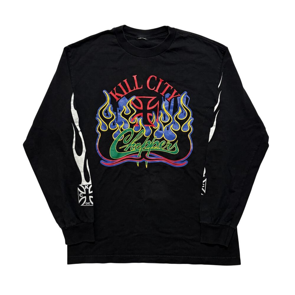 VTG Y2K Jesse Who West Coast Choppers Flame Hit Long Sleeve T-Shirt Black L